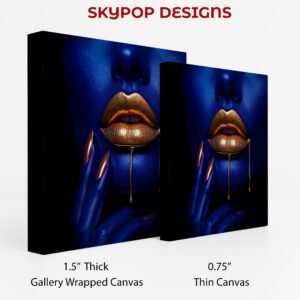 Golden Lips Blue Face Art