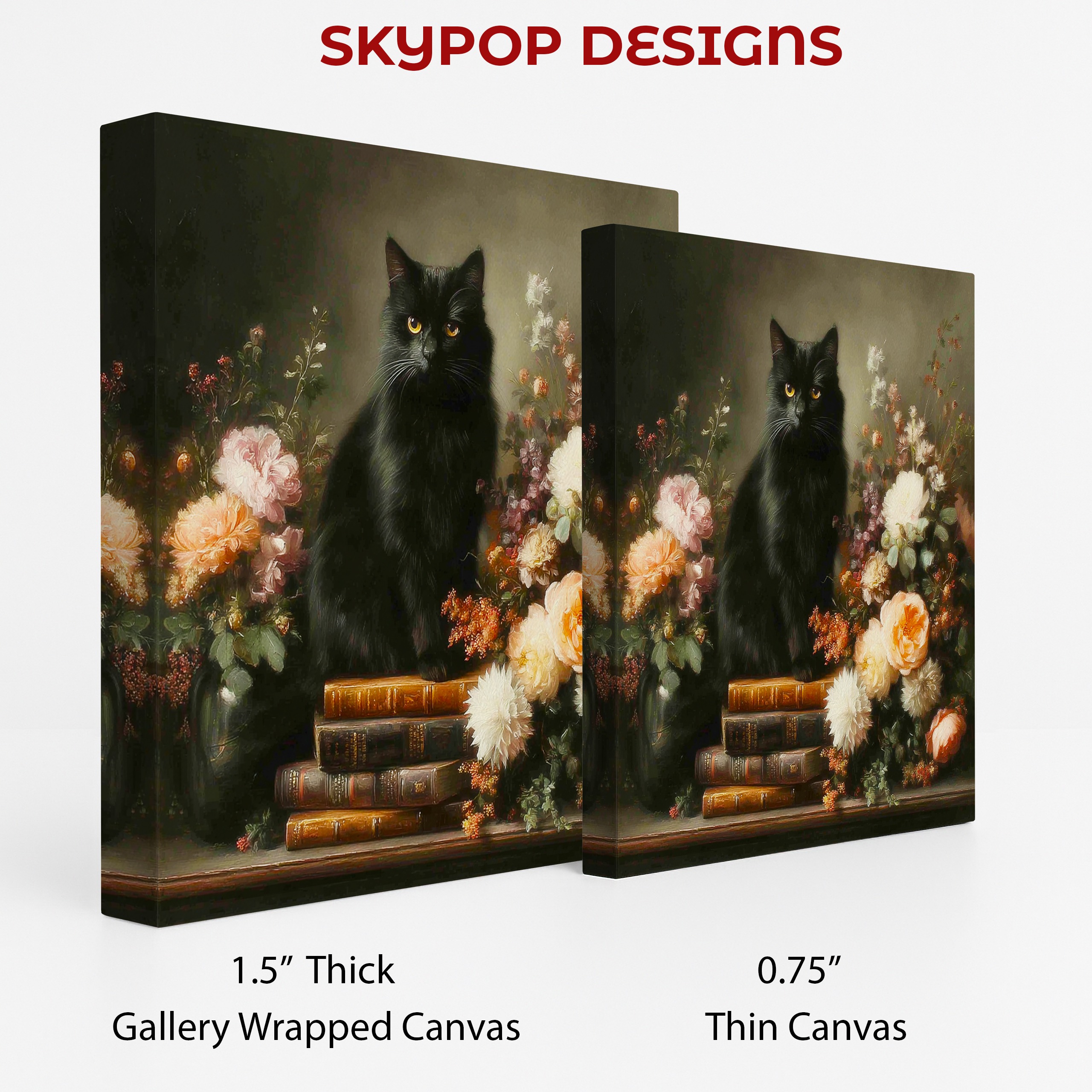 2.jpg Black Cat Floral Books Art