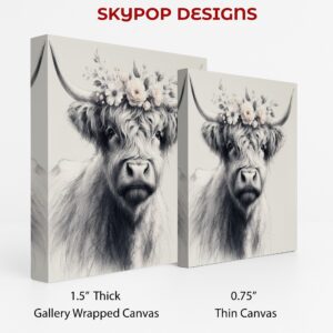Highland Cow Floral Crown Art