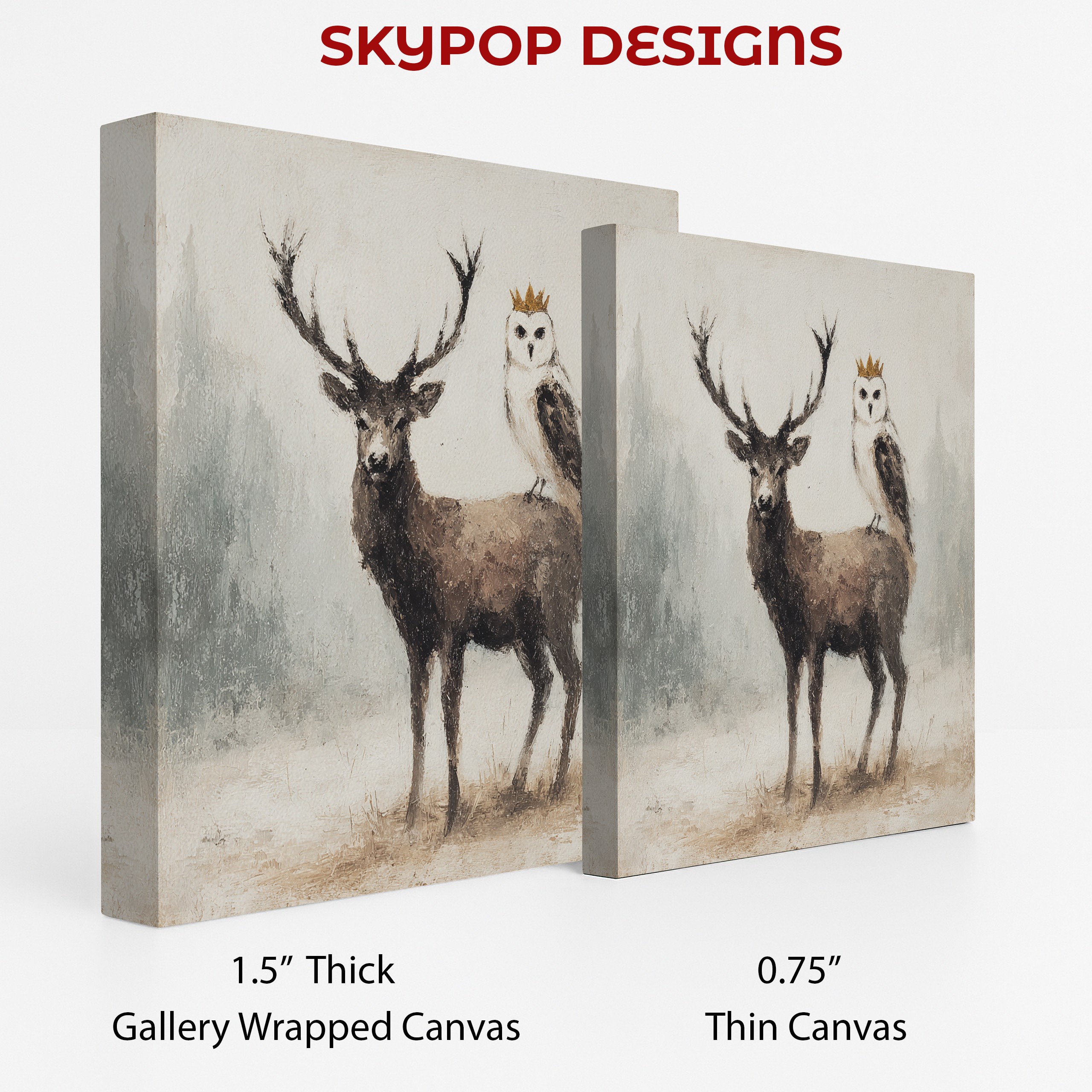 2.jpg Crowned Owl and Deer Art