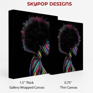 Rainbow Streaks Afro Woman Art