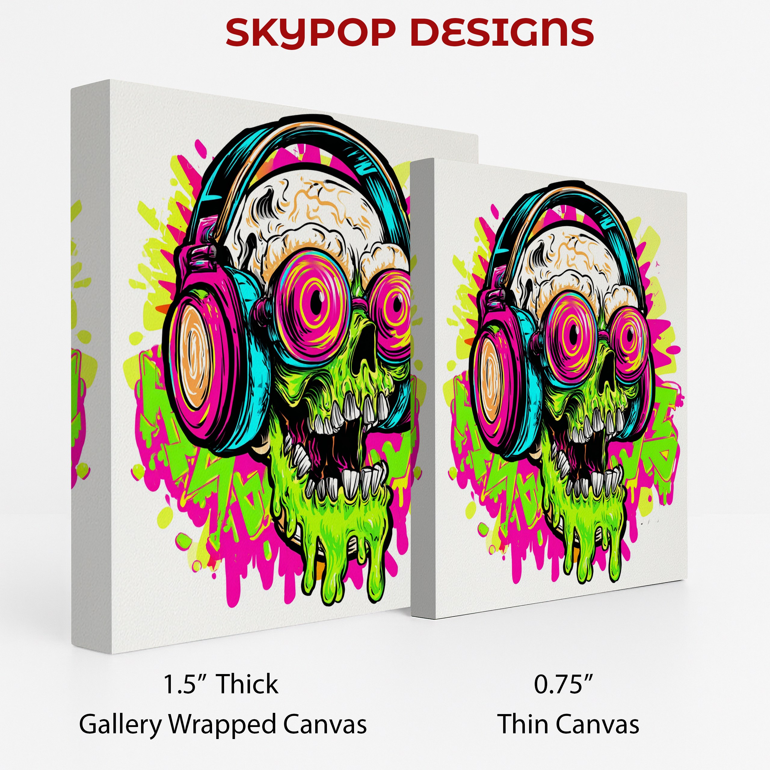 2.jpg Neon Skull Headphones Art