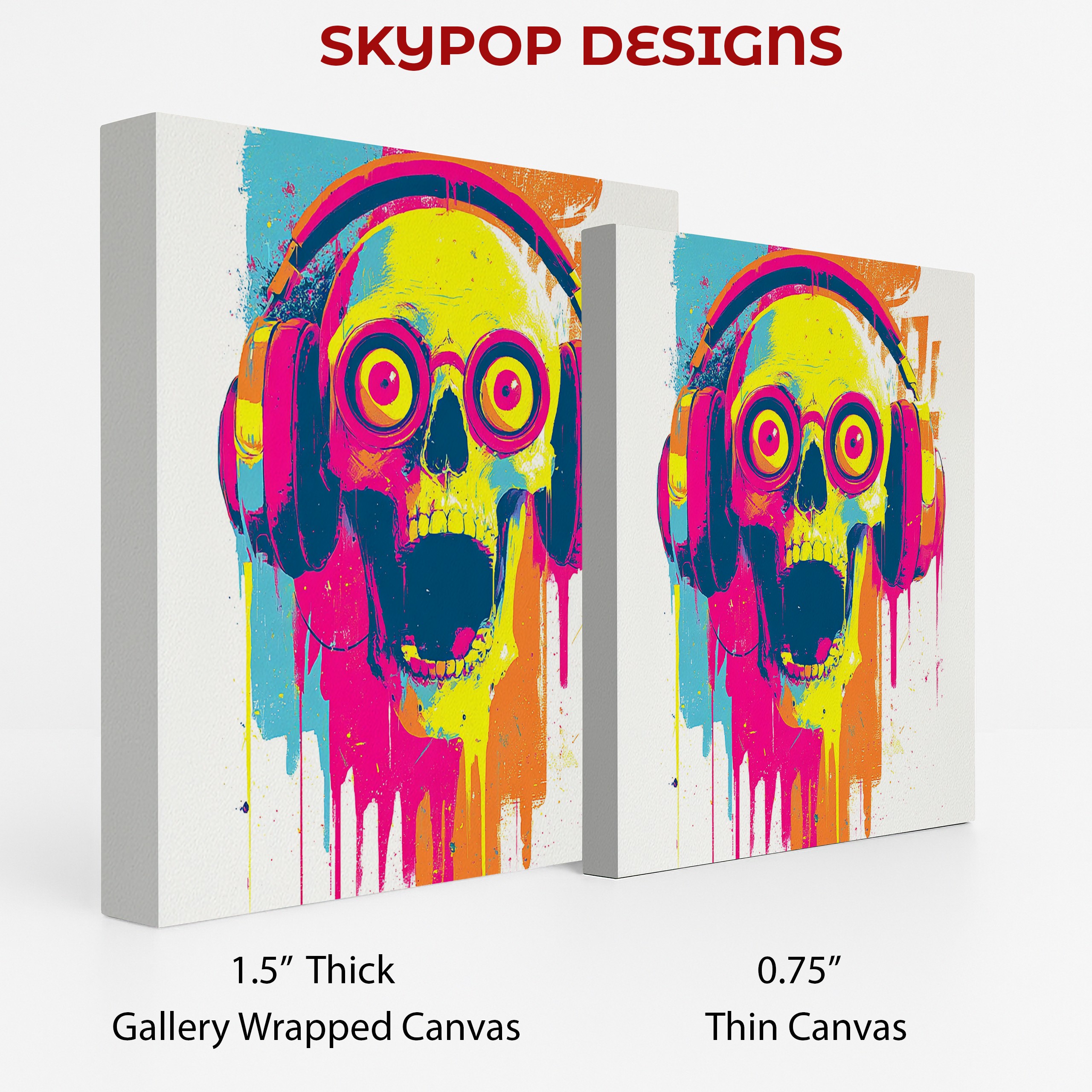 2.jpg Neon Skull Headphones Art