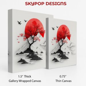 Japanese Red Sun Tree Art