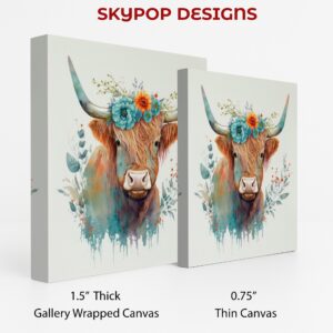 Highland Cow Floral Crown Art