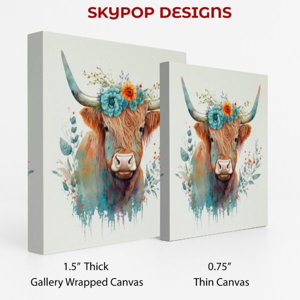 Highland Cow Floral Crown Art