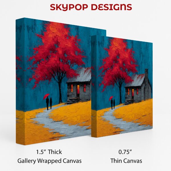 Vibrant Red Tree House Art