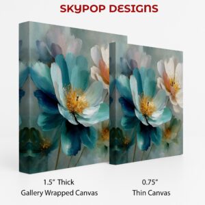 Teal Peony Bloom Art