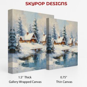 Winter Village Reflection Art