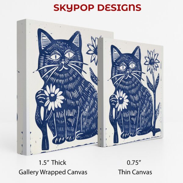 Blue Cat Flower Art
