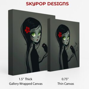 Gothic Girl and Raven Art