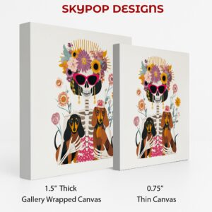 Dachshund Floral Skeleton Art