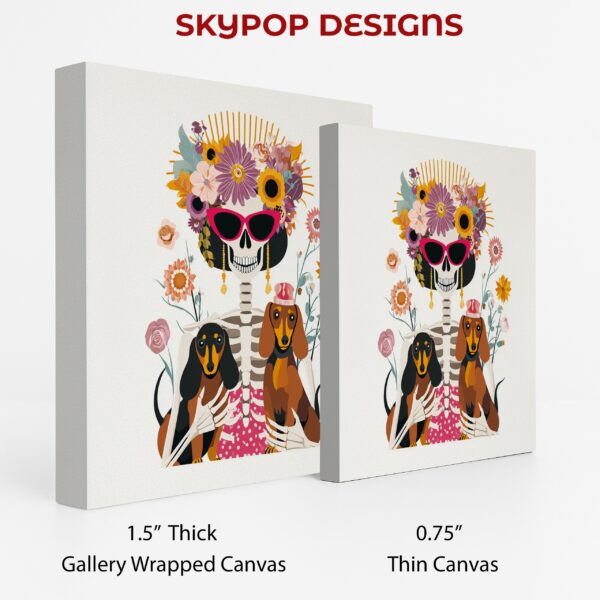 Dachshund Floral Skeleton Art