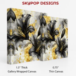 Elegant Black and Gold Lily Art