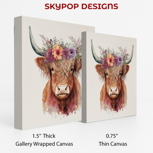 Highland Cow Floral Crown Art