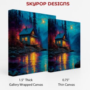 Moonlit Cabin Lake Art
