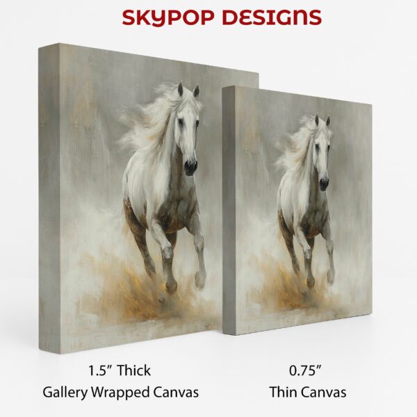White Horse Galloping Art
