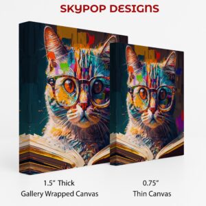 Colorful Cat Reading Art