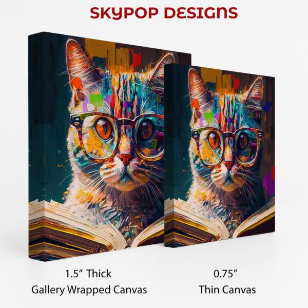 Colorful Cat Reading Art