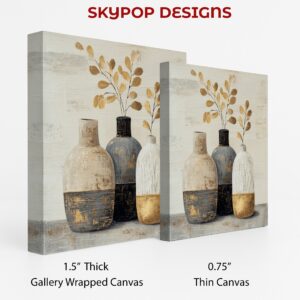 Golden Leaf Vase Trio Art