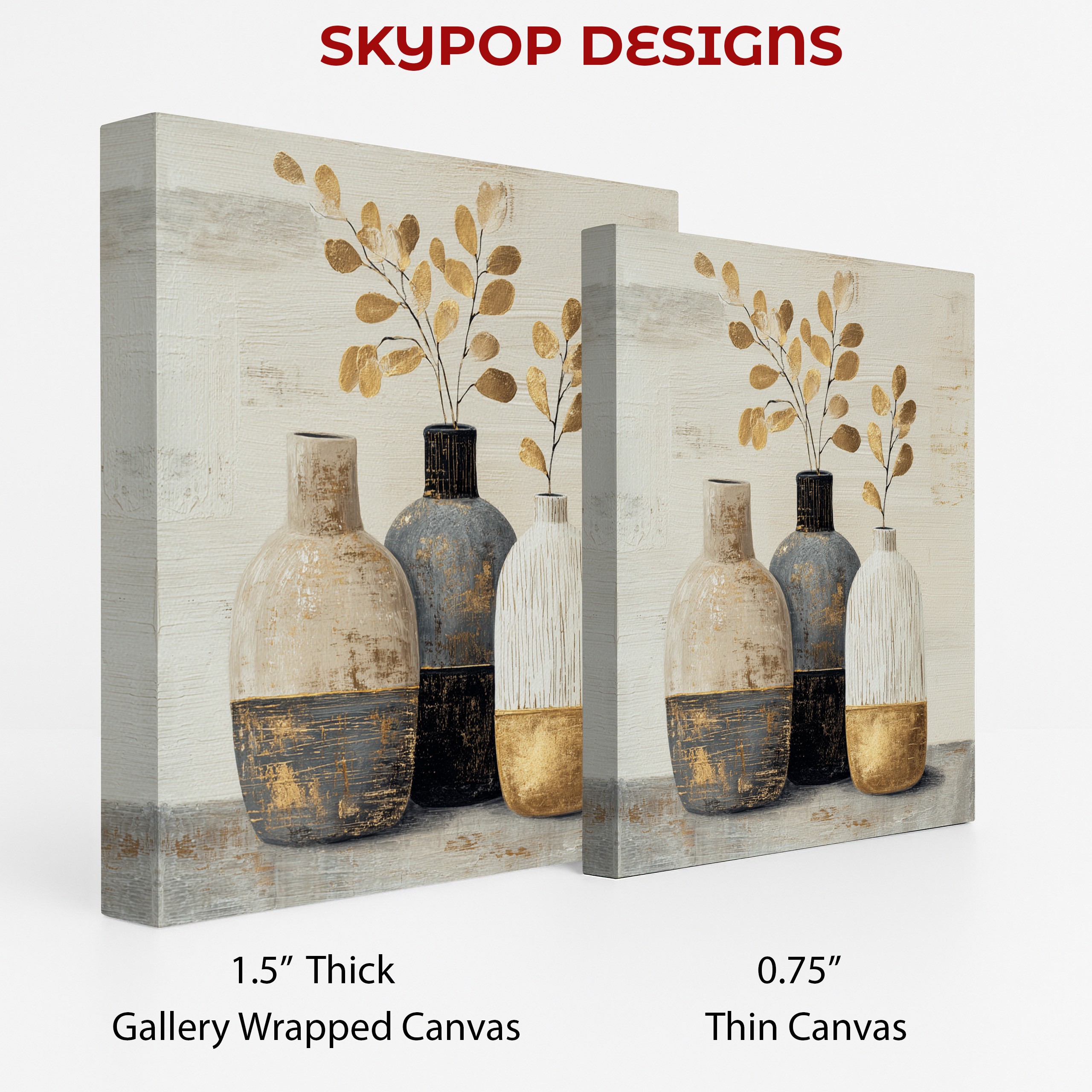 2.jpg Golden Leaf Vase Trio Art