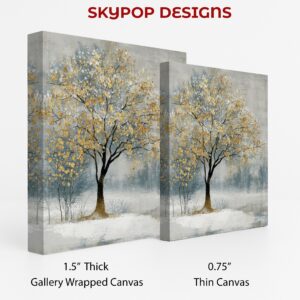 Golden Winter Tree Art
