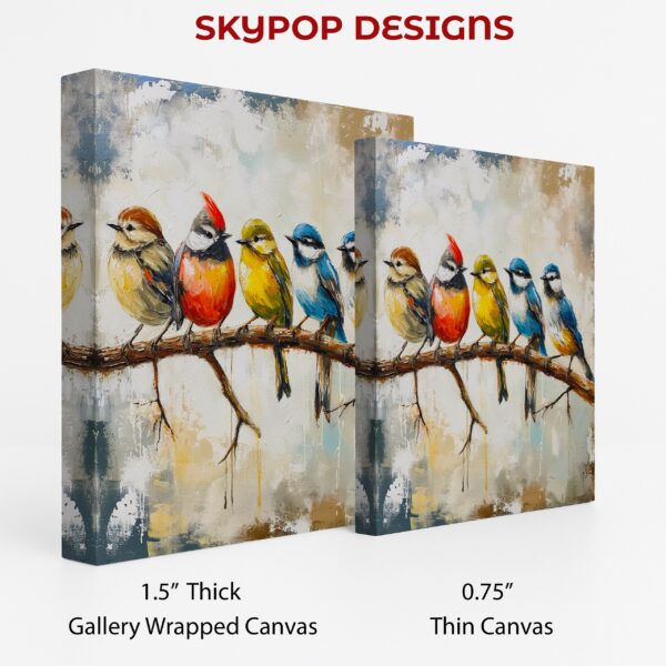 Colorful Birds on Branch Art
