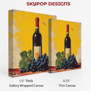 Wine Bottle and Grapes Art
