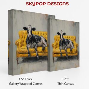 Cow on Yellow Couch Art