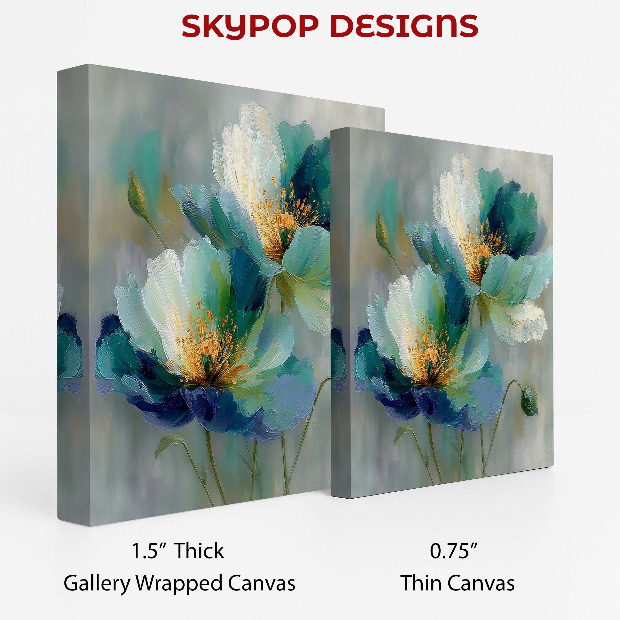 2.jpg Teal Poppy Bloom Art