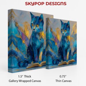 Blue Cat Reading Art
