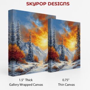 Fiery Winter Sunset Mountain Art