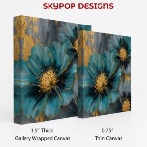 Luxe Teal Blooms Art