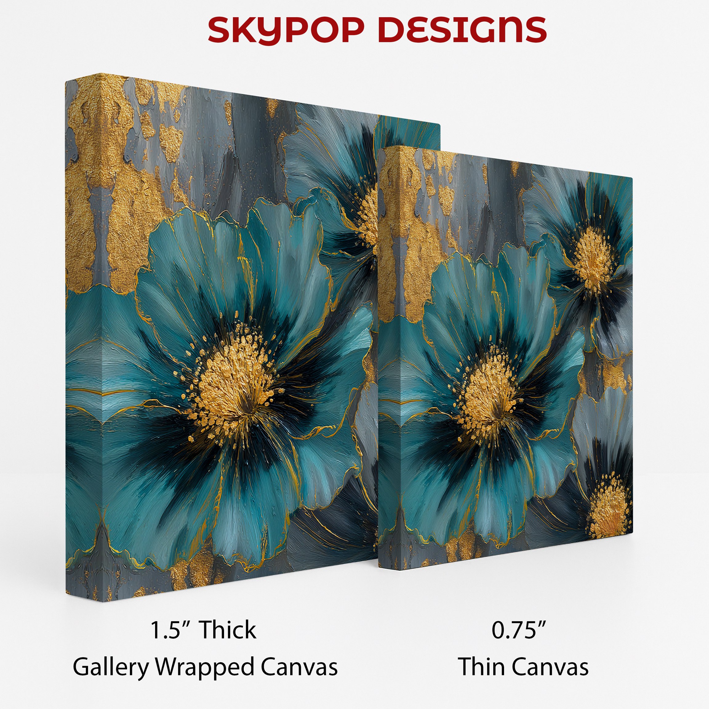 2.jpg Luxe Teal Blooms Art