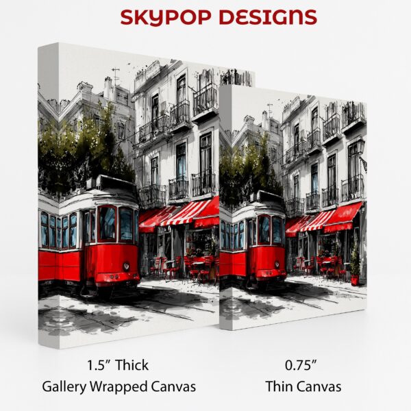 Red Tram City Scene Art