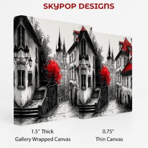 Red Roofed Prague Cityscape Art