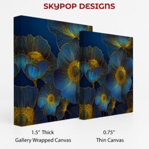 Golden Blue Floral Art