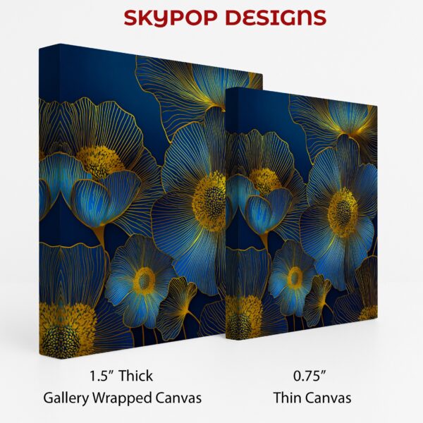 Golden Blue Floral Art