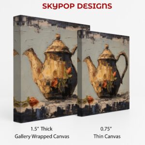 Vintage Teapot With Roses Art