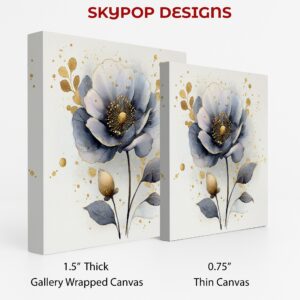 Blue Gold Flower Art