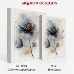 Blue Gold Flower Art