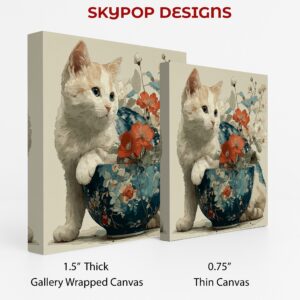 Cat and Flowers Art