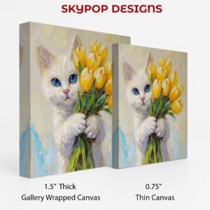 Cat with Tulips Art