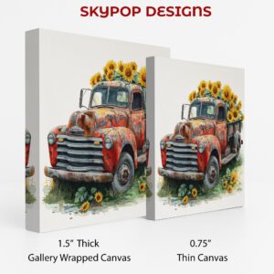 Vintage Truck Sunflower Art