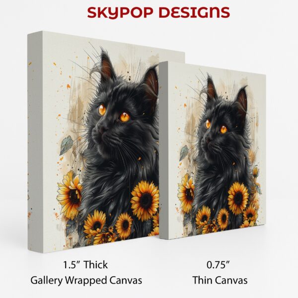 Black Cat Sunflower Art