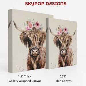 Highland Cow Floral Crown Art
