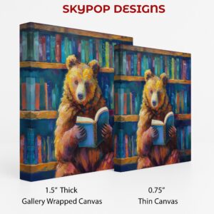 Bear Reading Books Art
