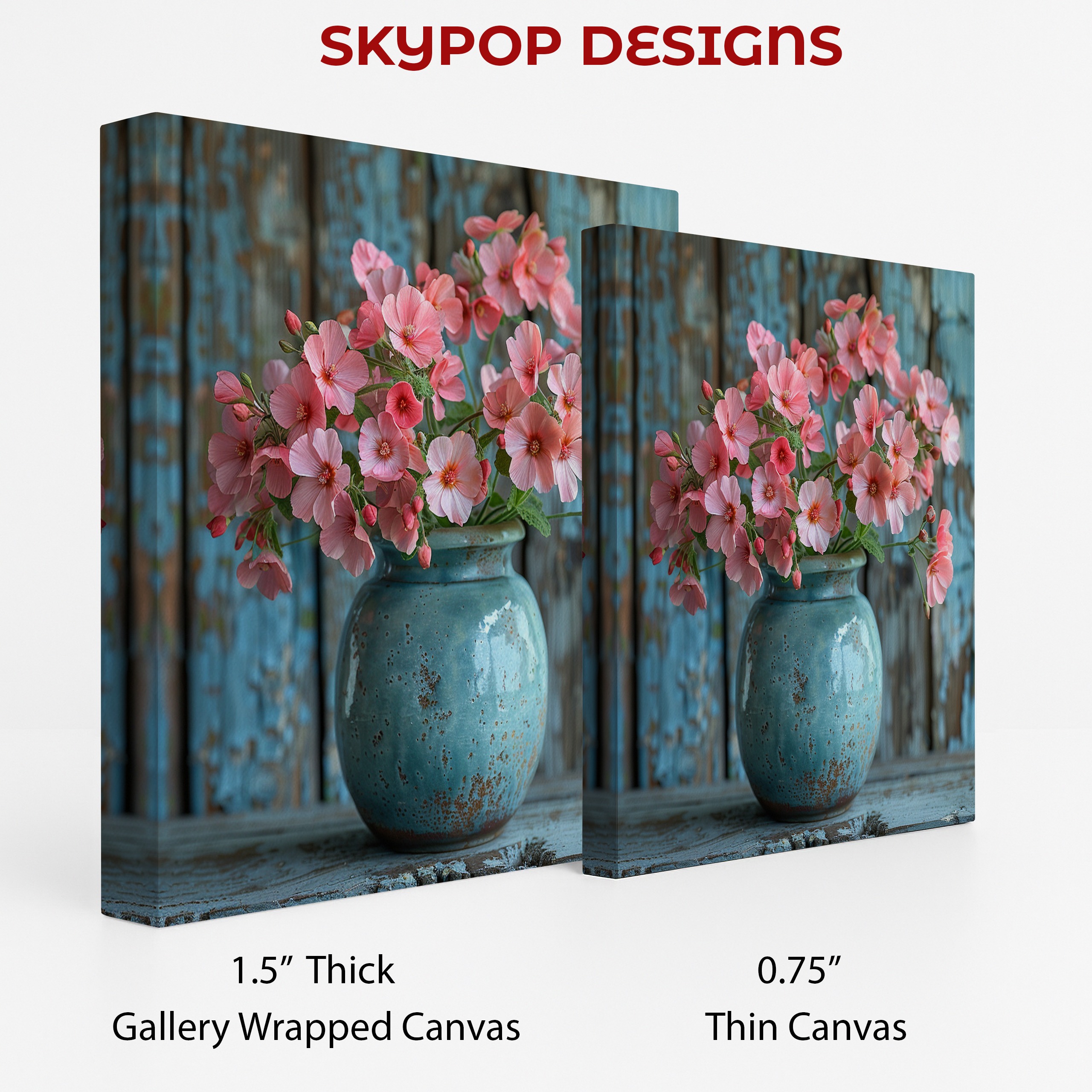 2.jpg Pink Geraniums Teal Vase Art