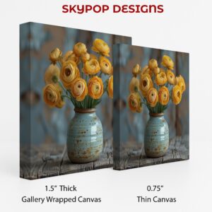 Yellow Ranunculus Flower Vase Art
