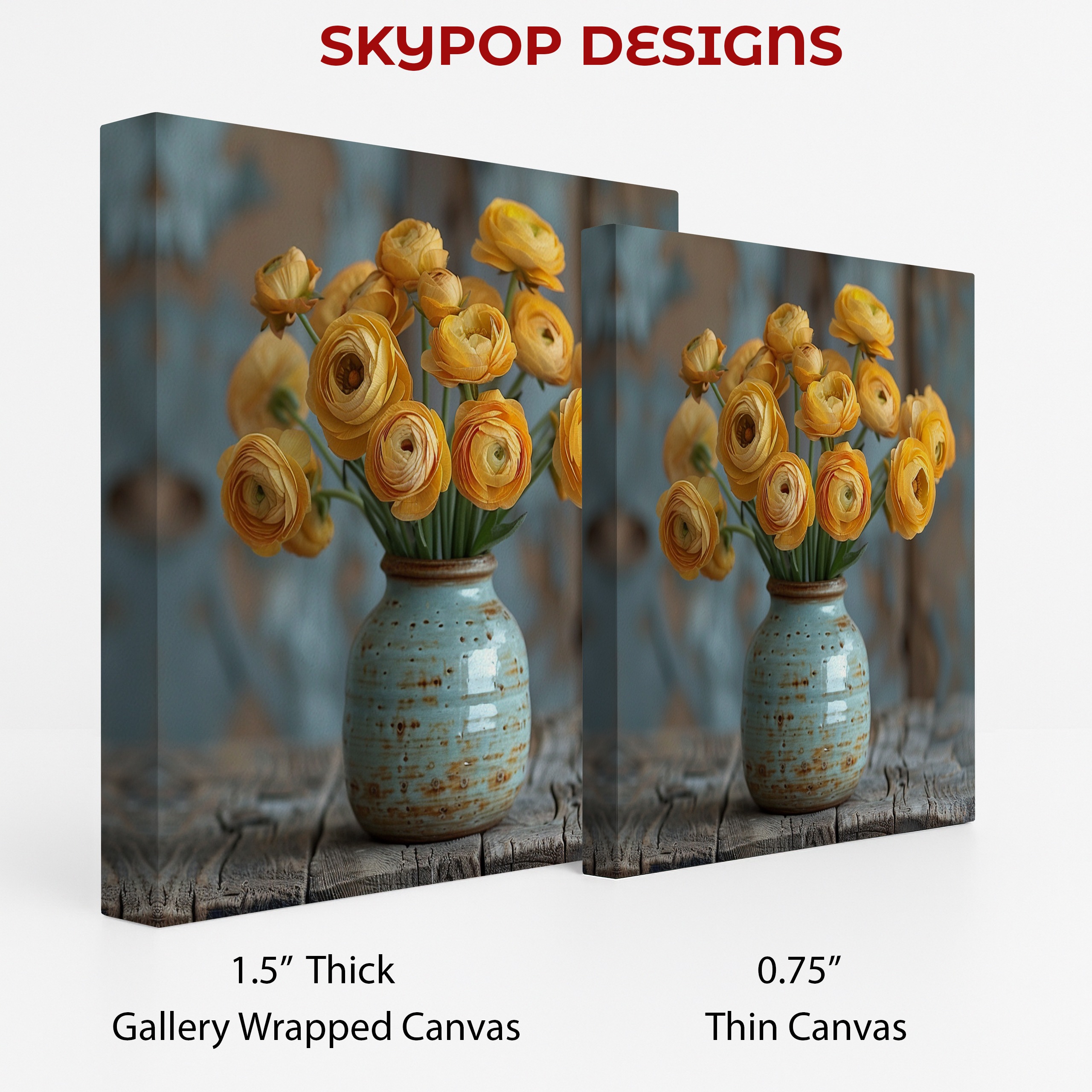2.jpg Yellow Ranunculus Flower Vase Art
